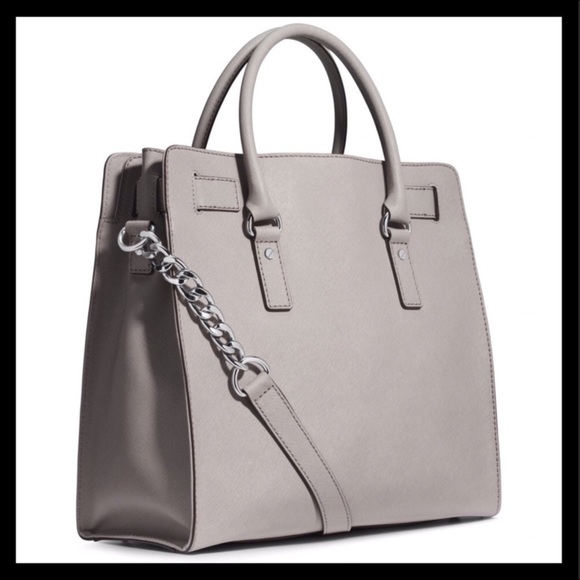 MICHAEL KORS Hamilton Large Micro Studded Leather Tote Pearl Grey - Picture 3 of 8
